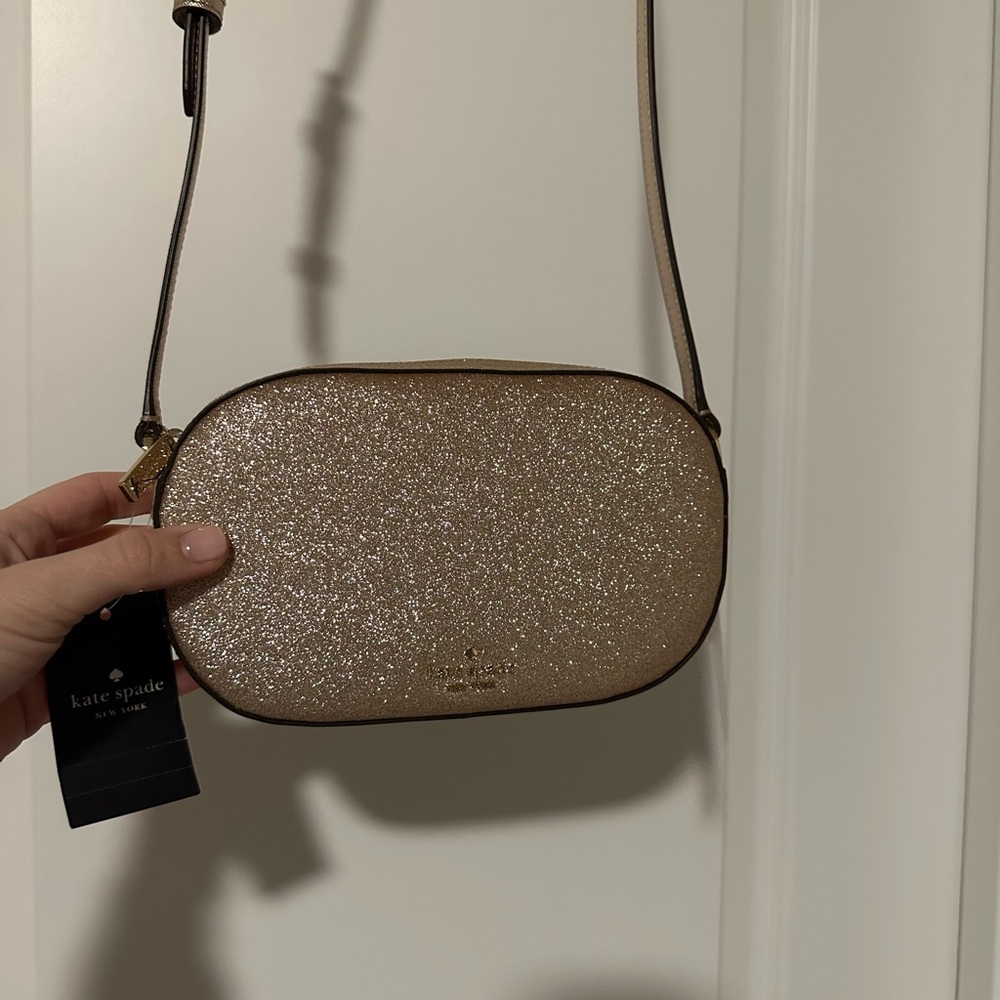 Kate Spade Mini Sparkle Glitter Crossbody NWT Gold